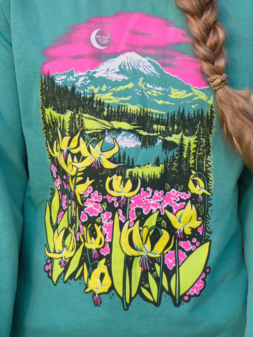 Rachel Pohl Cascades Seafoam Sweatshirt M - Picture 2 of 7